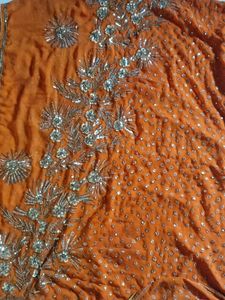 Orange Embroidered Saree