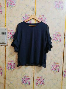 Chic Black Ruffle Sleeve Blouse