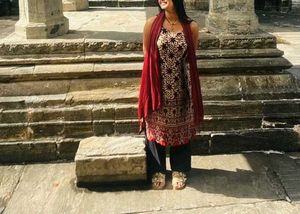 Mushroom Silk Ajrakh printed Kurta