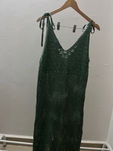 Stappy Openwork Sea Green Sheer Crochet Maxi Dress