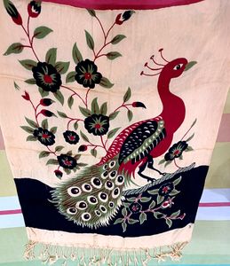 Multicolor Ladies Peacock Print Viscose Stole