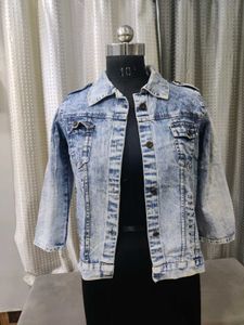 Acid Wash Denim Cropped Jacket