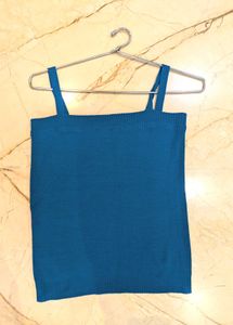 Elegant Blue Knit Tank Top
