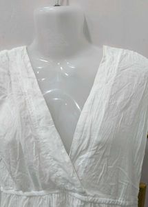 Flowy White V-Neck Tunic dress