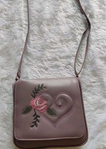 Cute Rose & Heart Embroidered Shoulder Bag