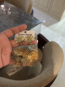 Unique Gold Sunburst Drop Earrings