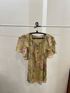 Ramy Brook Flutter Sleeve Yellow Floral Blouse