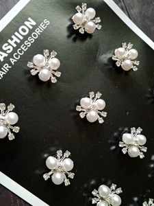 Pearl &amp; Rhinestone Flower Hair Clips Set