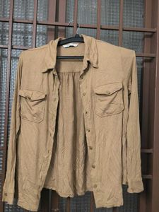 Light Brown Button-Up Shirt