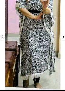 Stylish Leopard Print Fringe Gown