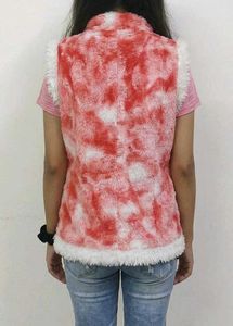 Pink &amp; White Faux Fur Vest
