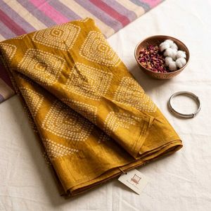 Mustard Yellow Bandhani Saree