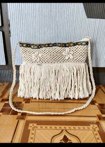 Boho Macrame Fringe Crossbody Bag