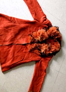 Faux Fur Collar Leather Coat