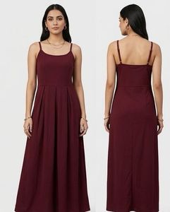 Maroon Spaghetti Strap Maxi Dress