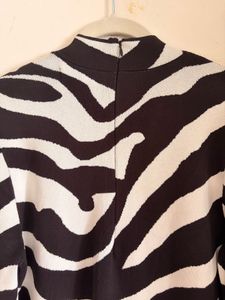 Zebra Print Long Sleeve Midi Dress