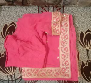 Baby Pink Georgette Saree.