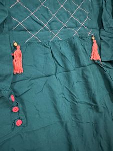 Green Tassel Accented Blouse