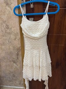 Chic White Lace Mini Dress Padded