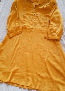 Mustard Yellow Collared ​Shirt Dress👗.