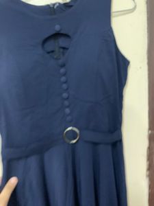 Elegant Navy Blue Sleeveless Maxi Dress