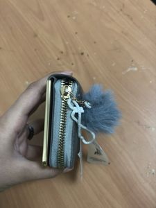 Chic Grey Wallet with Pom  Ch