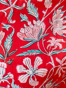 Red Floral Print Kurta Set