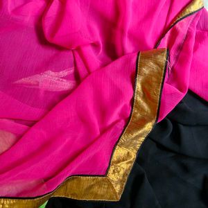 Elegant Black Saree with Gold Embroidery