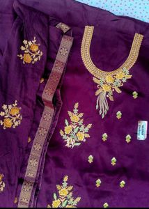 Embroidered Purple Kurta Set