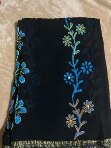 Black Floral Aesthetic Saree