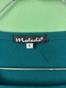 Teal Long Sleeve Square Neck Cropped Top