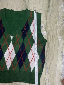 Green Argyle Knit Vest