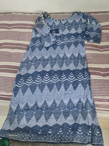 Blue Geometric Print long kurta