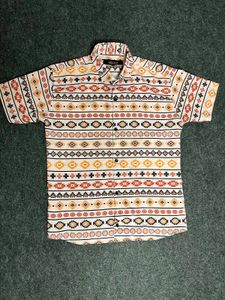 Y2k Men's Geometric Print Boxy Short Sleeve Shirt