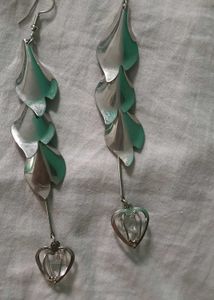 Unique Silver Leaf Drop Earrings