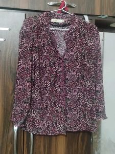 Chic Floral Print Long Sleeve Blouse