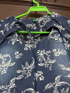 Denim Floral Print Dress mini