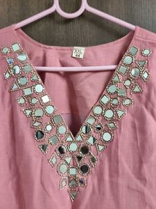 Peach A line Kurta XXL with Dupatta