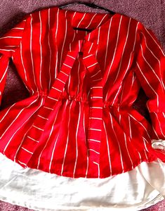 Beautiful Red And White Top For Women
