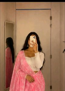 Elegant Pink Floral Saree
