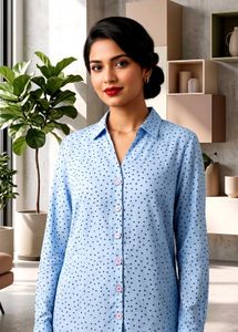 Zudio Xxl Blue Polka Dot Shirt Tunic