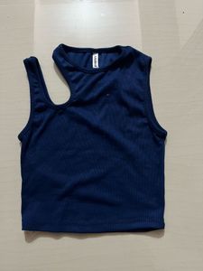 Navy Blue Asymmetrical Tank Top