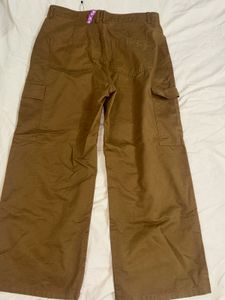 Brown Wide Leg Cargo Pants