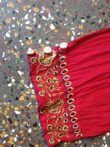 Red Kurta n plazo set with Golden Embroidery