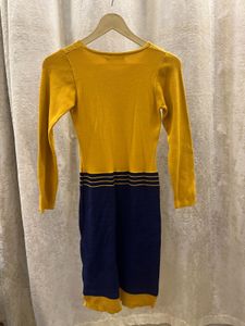 Yellow &amp; Navy Striped Knit Dress