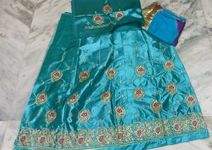Blue &amp; Purple Rajputi Poshak Dress Mater