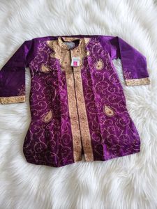 Purple Embroidered Kurta for girls.. full of beads