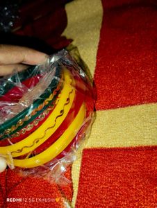 Vibrant Red, Yellow &amp; Green Bangles