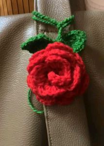 Crocheted Rose bag charm