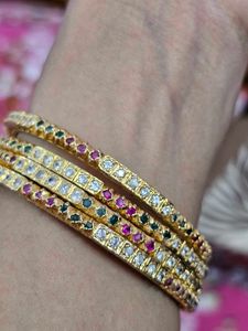 ✨ Elegant Gold-Toned Stone Bangles Set for Sale ✨